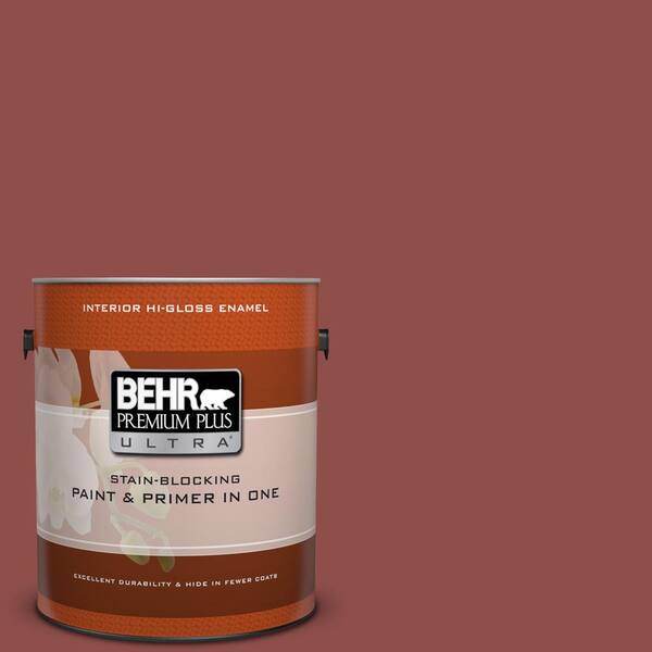 BEHR Premium Plus Ultra 1 gal. #ICC-72 Cinnabar Hi-Gloss Enamel Interior Paint and Primer in One