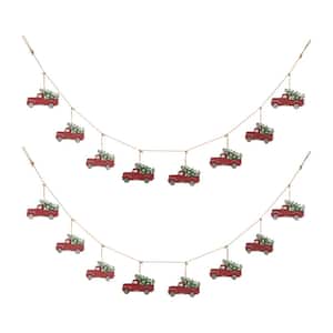 72 in. H Metal Red Christmas Truck Garland (2-Pack)
