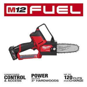 M12 FUEL 12V Lithium-Ion Brushless Cordless 6 in. HATCHET Pruning Saw w/M12 Hedge Trimmer, (2) 4.0 Ah Battery/Charger