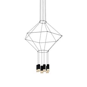 Expression 29-Watt Black ETL Certified Integrated LED Hexagon Pendant Height Adjustable With 6 LED Lights
