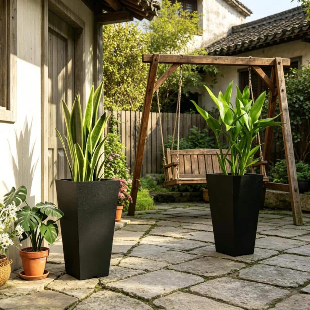 Flynama 2Pcs Tall Chic Outdoor Flower Planters for Indoor Outdoor