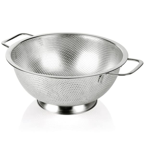 304 Stainless Steel Colander with Fine Mesh and Non-Tip Base, 5 qt. Capacity for Kitchen Draining