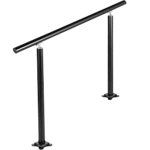 3 ft. Aluminum Handrail Fits 2 Steps or 3 Steps Flexible Handrails for Outdoor Deck, Black