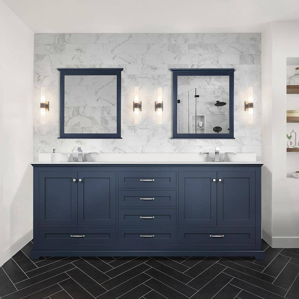 Lexora Dukes 80 in. W x 22 in. D Navy Blue Double Bath Vanity, Cultured