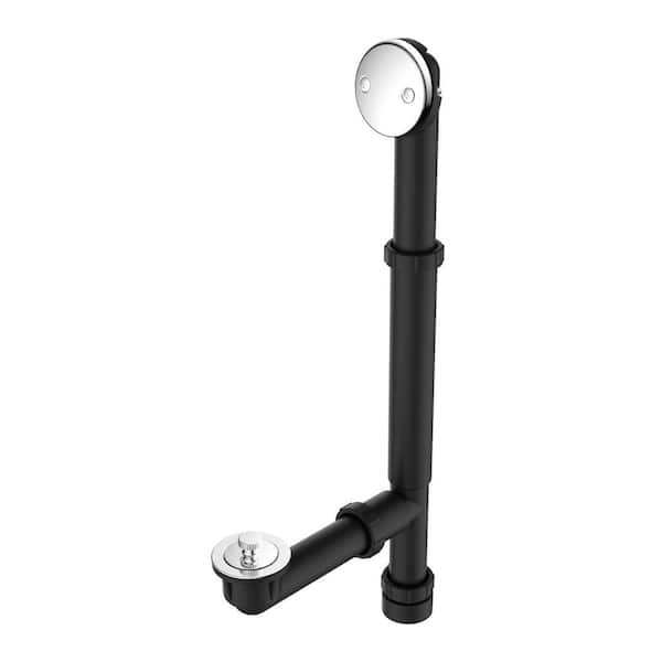 PF WaterWorks Chrome Trim Twist Close Bathtub Drain - Black Polypropylene