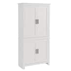 HOMCOM White 64 in. Kitchen Pantry, Freestanding Storage Cabinet with 3 ...