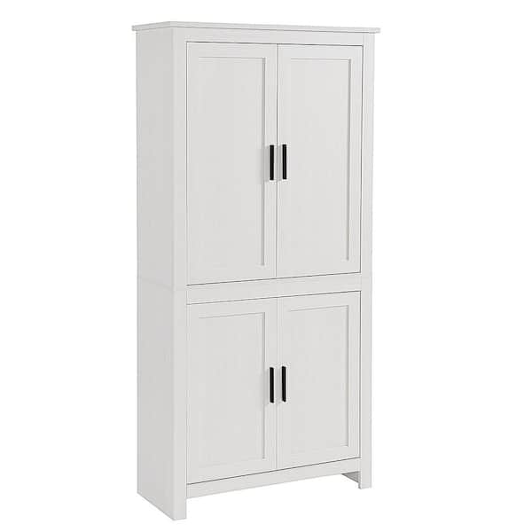 Homcom White 64 In Kitchen Pantry, Tall Storage Cabinet With Doors And Shelves Living Room