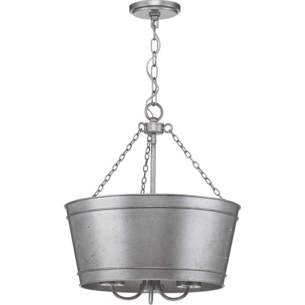 Galvanized Steel and Glass Farmhouse Outdoor Pendant Light
