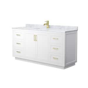 Miranda 66 in. W x 22 in. D x 33.75 in. H Single Bath Vanity in White with White Carrara Marble Top