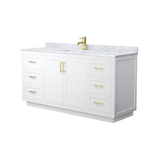 Wyndham Collection Miranda 66 in. W x 22 in. D x 33.75 in. H Single Bath Vanity in White with White Carrara Marble Top