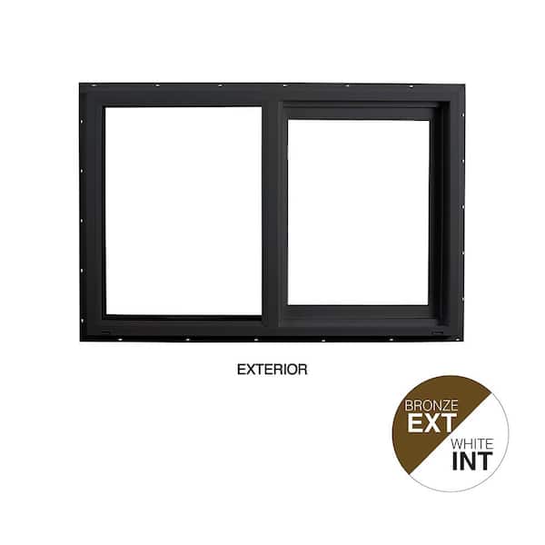 71.5 in. x 47.5 in. Select Series Left Hand Horizontal Sliding Vinyl Bronze Window with White Int, HPSC Glass and Screen