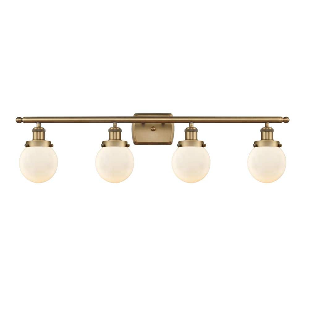 Beacon 36 in. 4-Light Brushed Brass Vanity Light with Glass Shade price history on PriceWatchPro