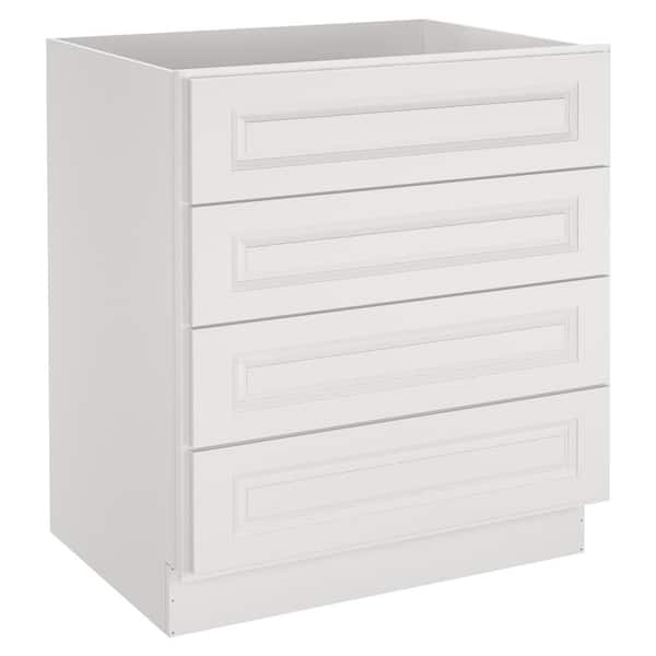 HOMEIBRO 30 in. Wx24 in. Dx34.5 in. H in Raised Panel Dove Plywood Ready to Assemble Drawer Base Kitchen Cabinet with 4 Drawers