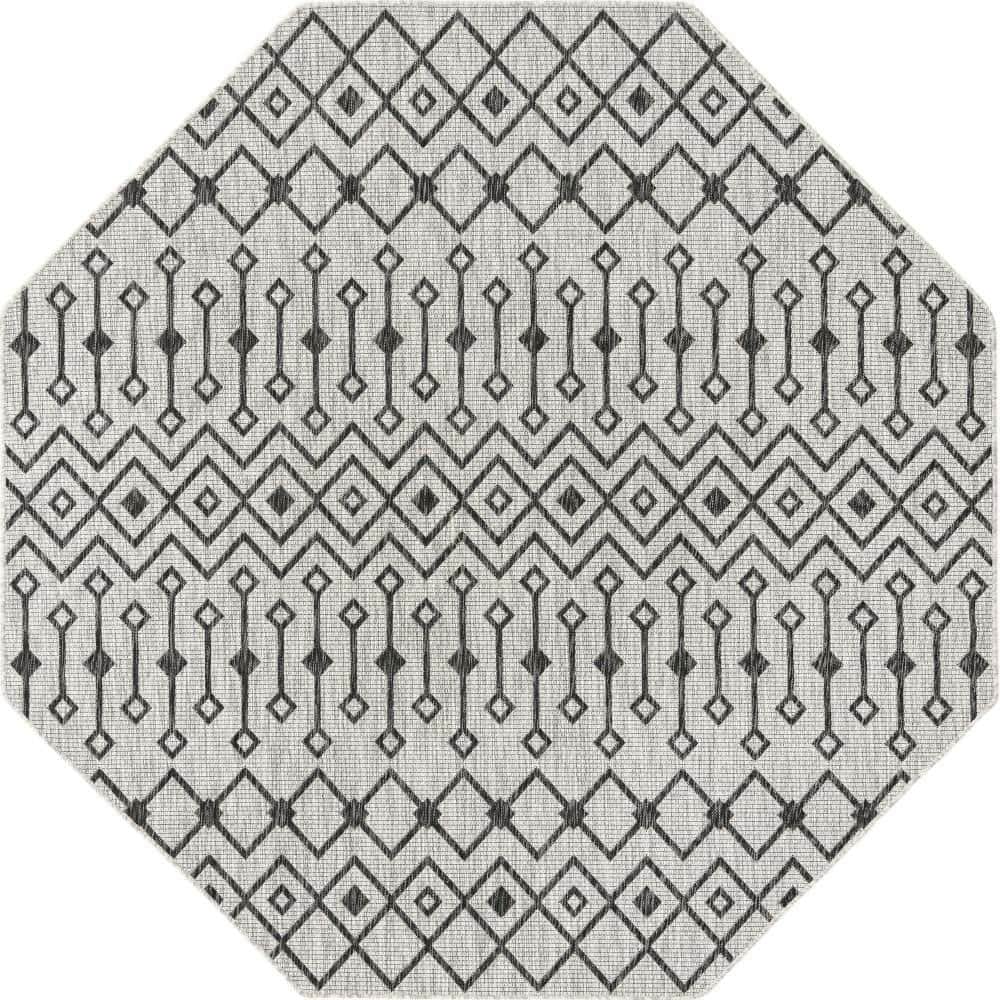 Unique Loom Outdoor Trellis Tribal Trellis Gray 7 ft. 10 in. x 7 ft. 10
