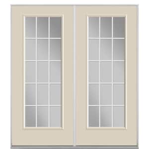 72 in. x 80 in. Canyon View Fiberglass Prehung Right-Hand Inswing GBG 15-Lite Clear Glass Patio Door without Brickmold
