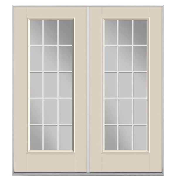 Masonite 72 in. x 80 in. Canyon View Fiberglass Prehung Right-Hand Inswing GBG 15-Lite Clear Glass Patio Door without Brickmold