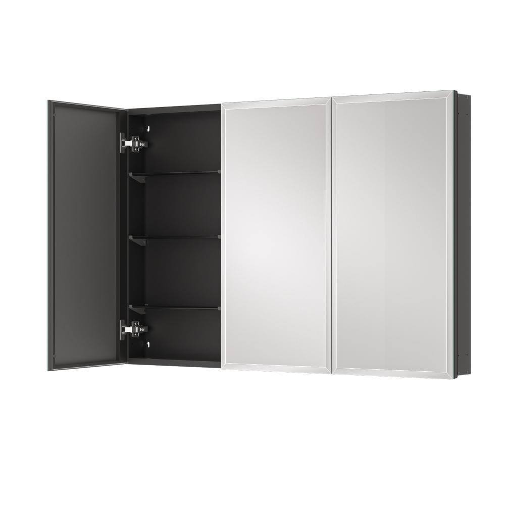 48 in. W x 26 in. H Rectangular Beveled Frameless Metal Black Surface Mount/Recessed Medicine Cabinet with Mirror price history on PriceWatchPro