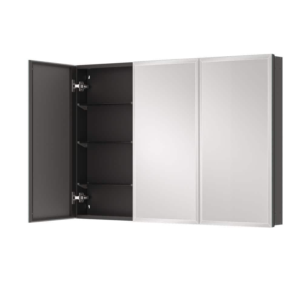 48 in. W x 26 in. H Rectangular Beveled Frameless Metal Black Surface Mount/Recessed Medicine Cabinet with Mirror price history on PriceWatchPro
