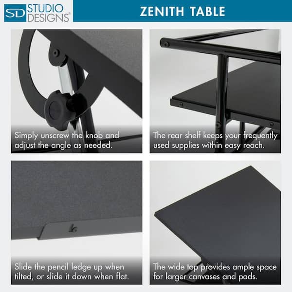 Studio Designs Zenith 42 in. W Drawing/ Writing Desk in Black with