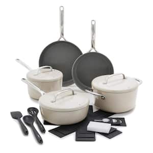 GP5 Hard Anodized Aluminum Healthy Ceramic Nonstick 15 Piece Cookware Set in Taupe