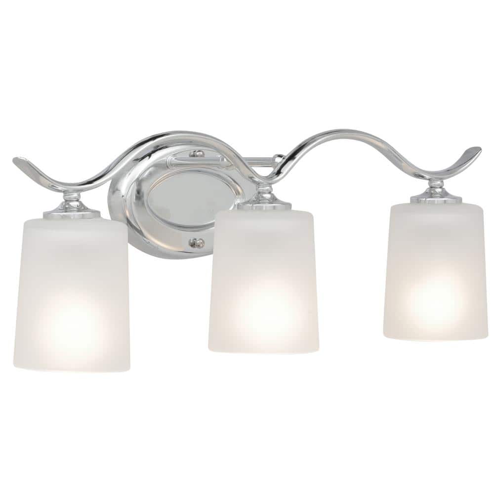 Polished Chrome 3-Light Wall Sconce with Etched Glass Shades