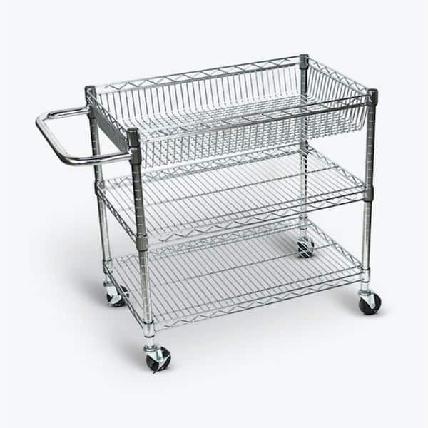 Luxor Large Wire 30 in. W x 18 in. D x 30 in. H Utility Cart Chrome Plated  Steel Finish LICWT2918 - The Home Depot