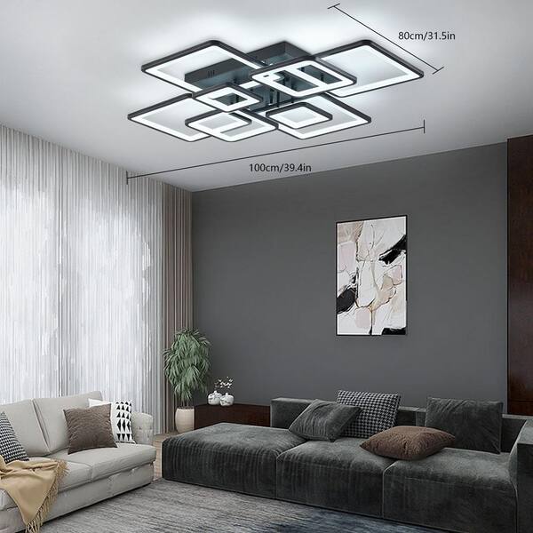 YANSUN 32.7 In. 6-Light Black Sputnik Semi Flush Mount Modern Chandeliers For Bedrooms, Dining Room Light Fixture H-DZ027N1 - The Home Depot