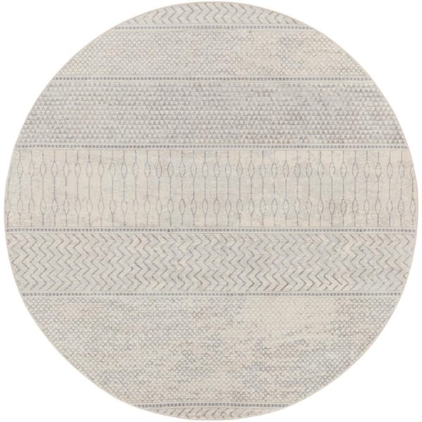 Livabliss Dalach Silver Gray 8 ft. Round Indoor Area Rug