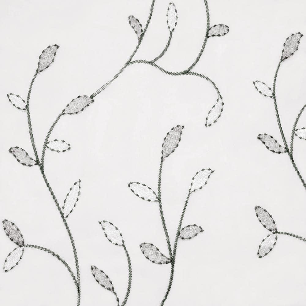 Silver Grey Sheer Embroidered Grommet Curtain Panel 54" x 84"