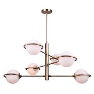 Cosima 6-Light Gold Chandelier with Opal Glass Shades