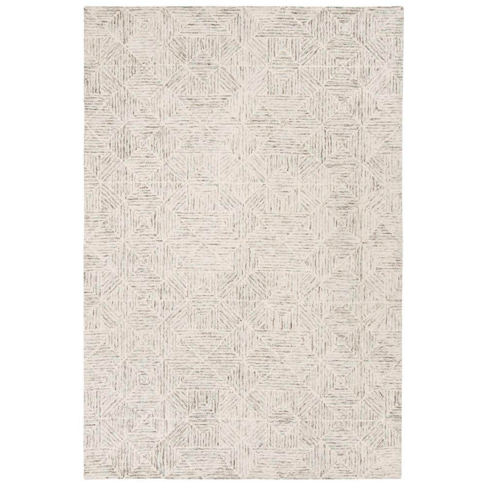 Light Blue Handmade Wool Abstract Area Rug, 5' x 8'