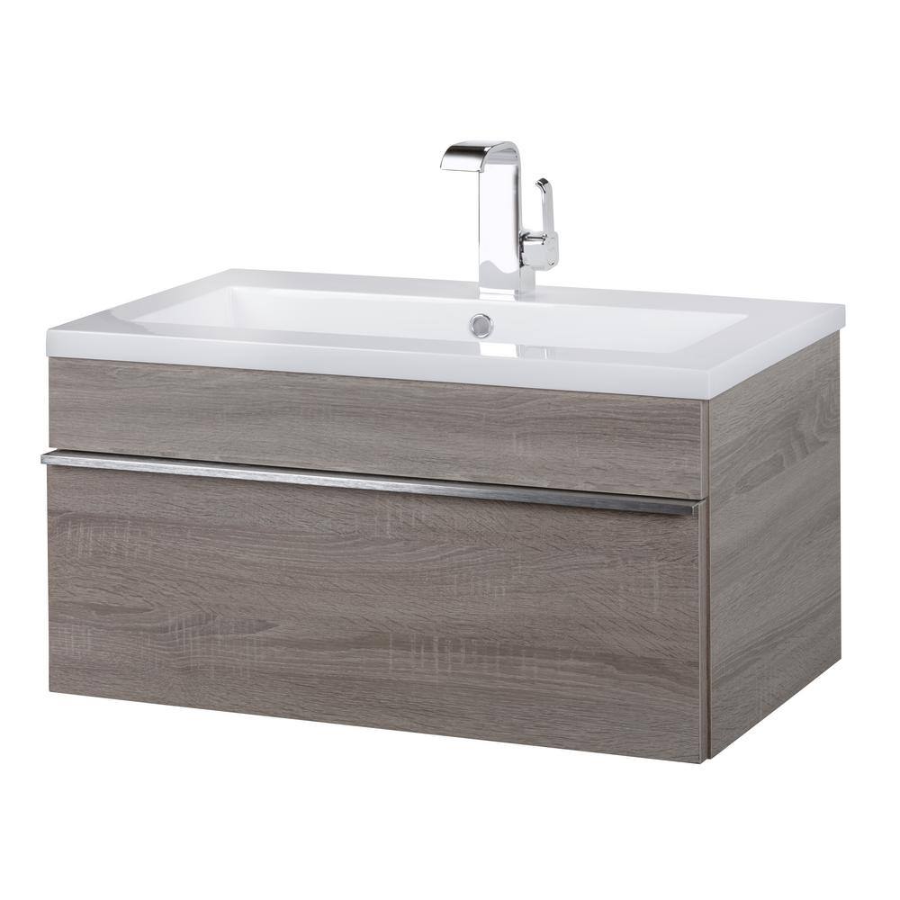 Arlie 30'' Brown Wall-Mount Single Sink Vanity