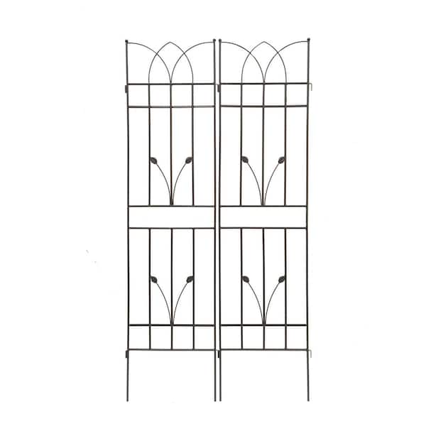 2-Pack 71 in. Brown Metal Garden Trellis, Sturdy Rustproof Trellis for Climbing Plants, Durable Outdoor Flower Support