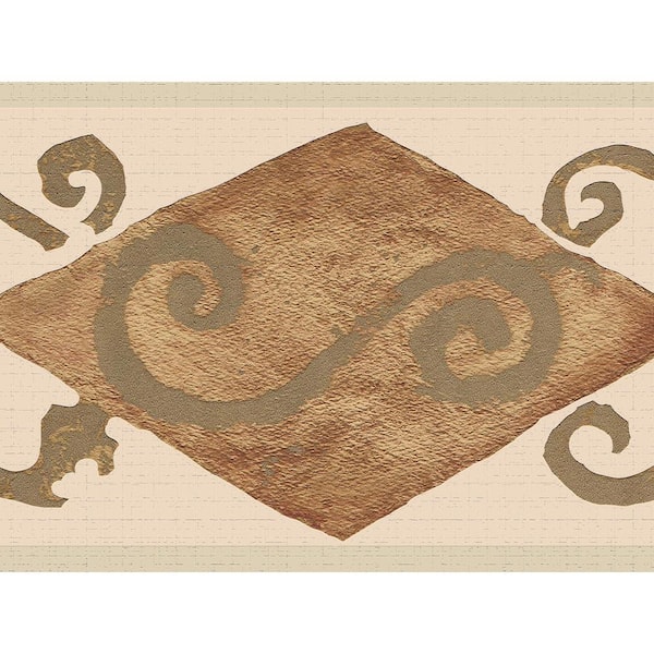 Dundee Deco Falkirk Dandy II Brown Tan Diamonds Abstract Peel and Stick Wallpaper Border