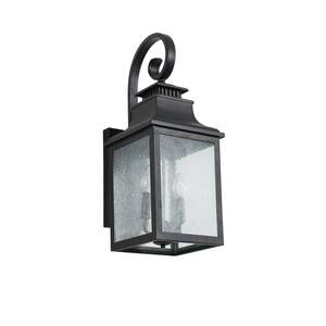 Armad 23 in. Black Dusk to Dawn Outdoor Hardwired Wall Lantern Scone with No Bulbs Included
