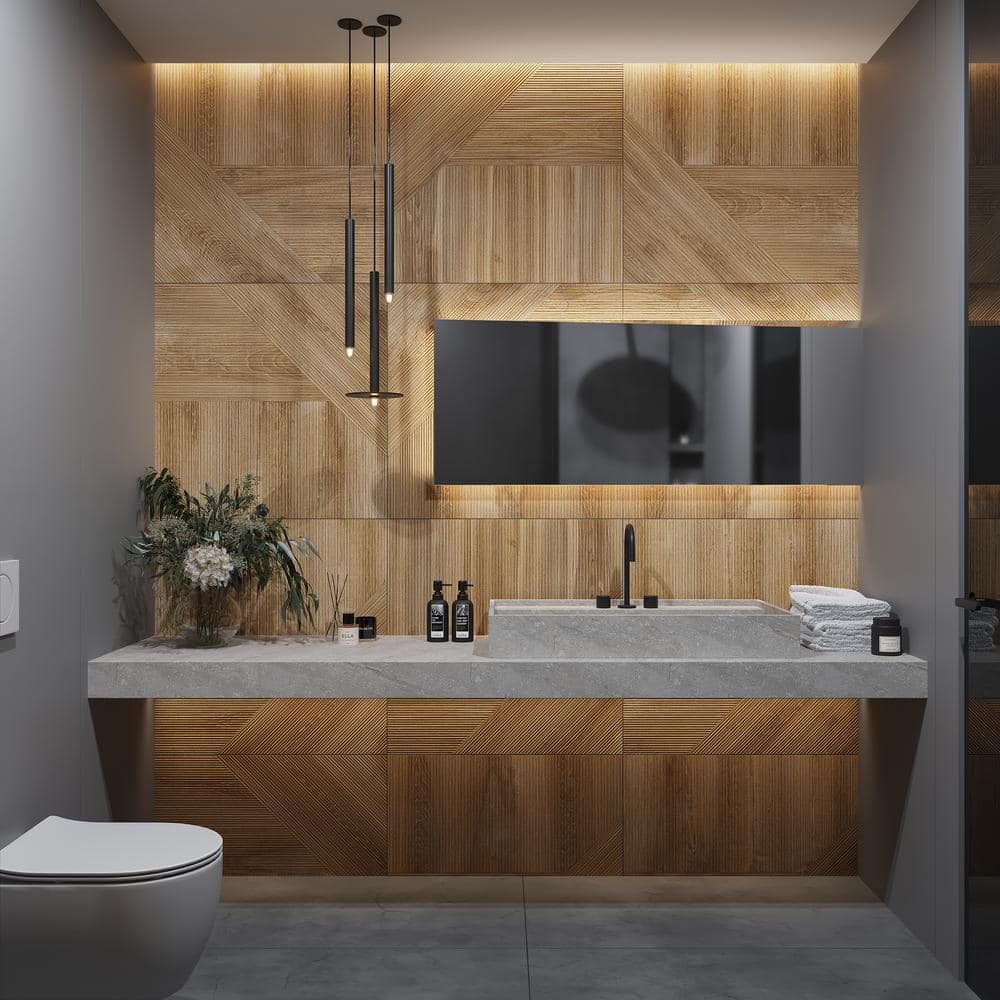 Matte Light Brown Porcelain Wall and Floor Tile Set