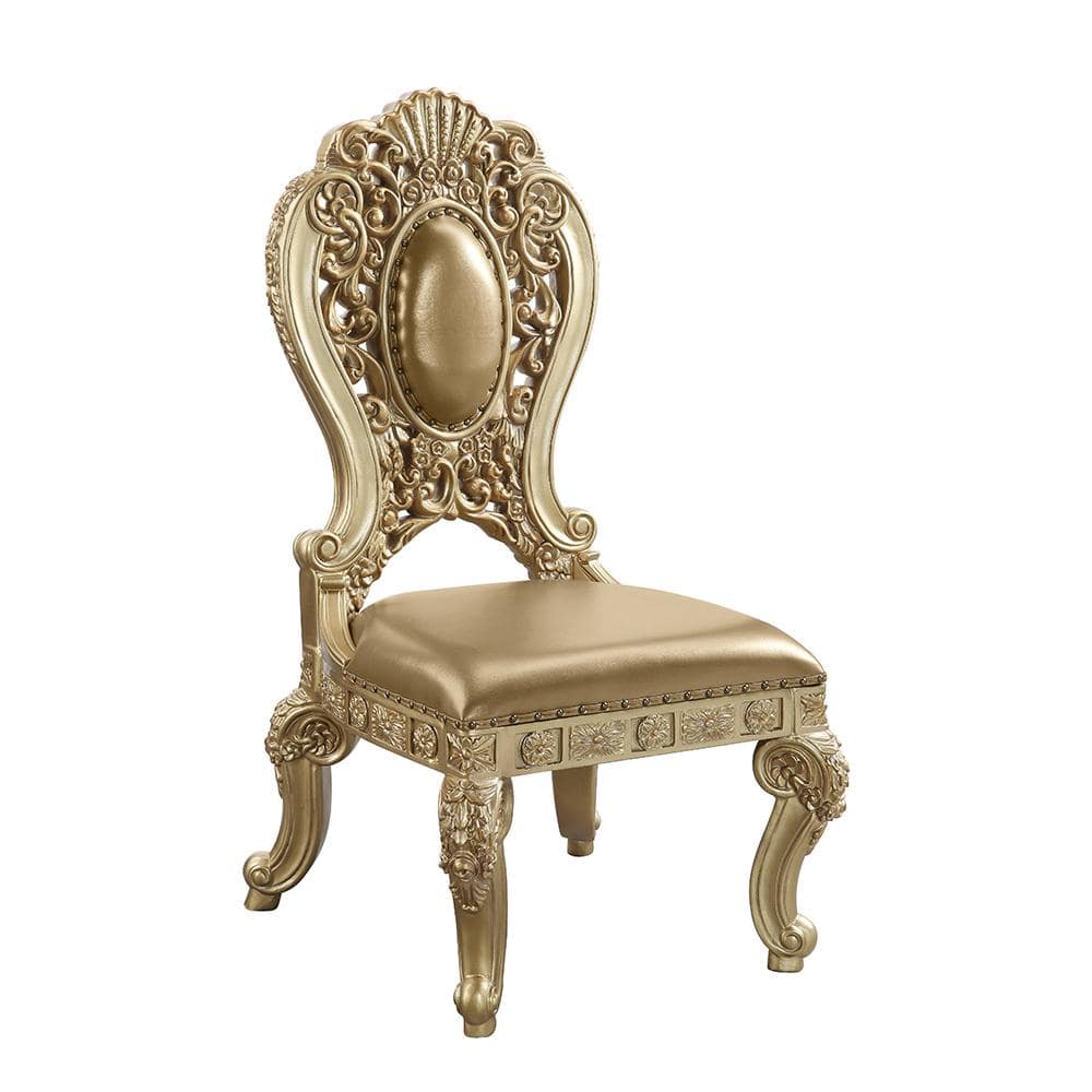 Acme Valkyrie Side Chair Set Of 2 In Light Gold And Gray Finish
