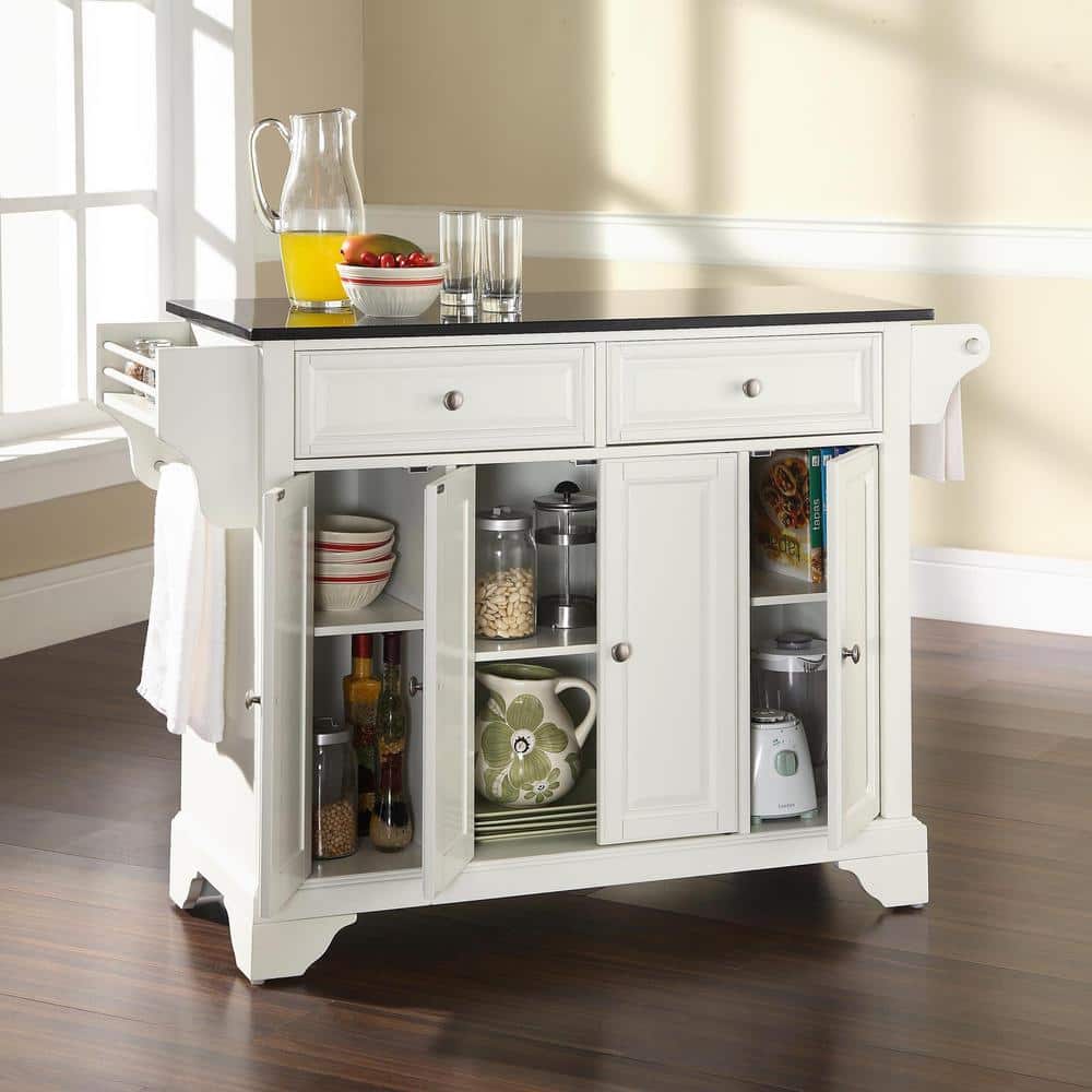 LaFayette White Granite Top Kitchen Island with Storage