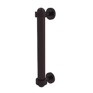 8 in. Center-to-Center Door Pull with Groovy Aents in Antique Bronze