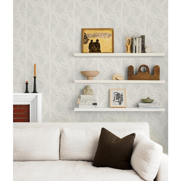 Silver Sunburst Peel and Stick Wallpaper Sample