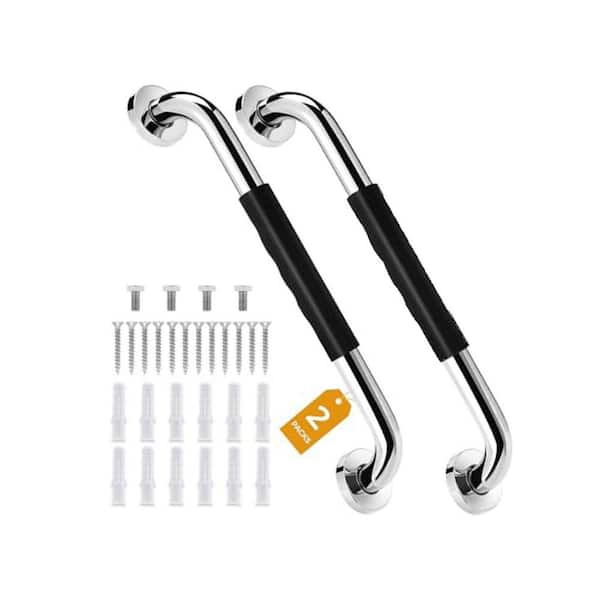 16 in. x 1.25 in. Concealed Screw Grab Bar Anti-Slip Safety Handrail Shower Grip for Seniors Elderly Bathroom Silver
