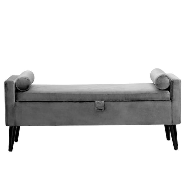 Bromley Grey Storage Bench With Cushion