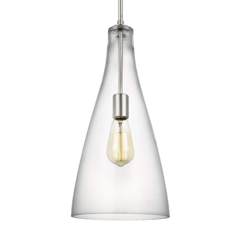 Arilda Brushed Nickel 18.75" Hand-Blown Glass LED Pendant Light