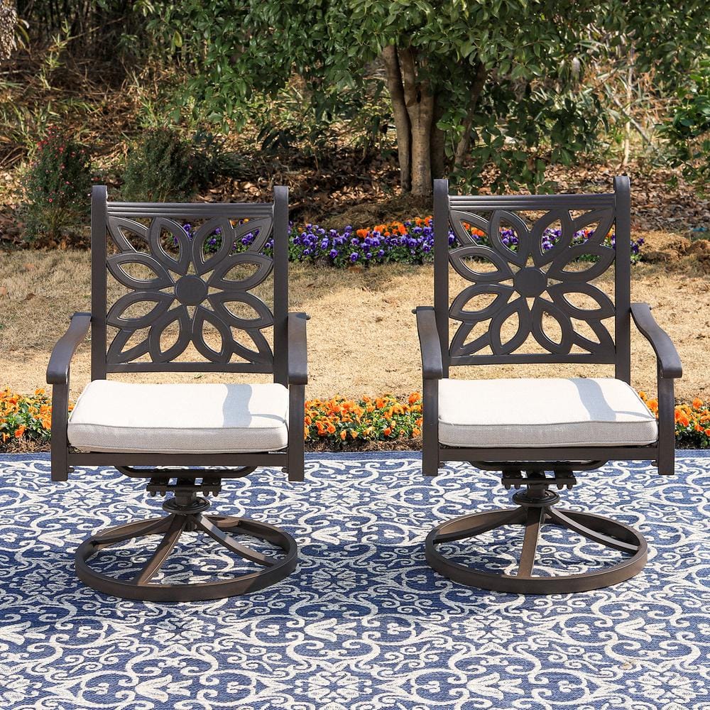 Cast iron best sale swivel patio chairs