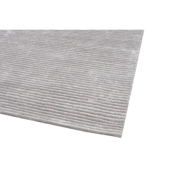 Edgy Silver 9 ft. x 12 ft. Striped Bamboo Silk and Wool Area Rug