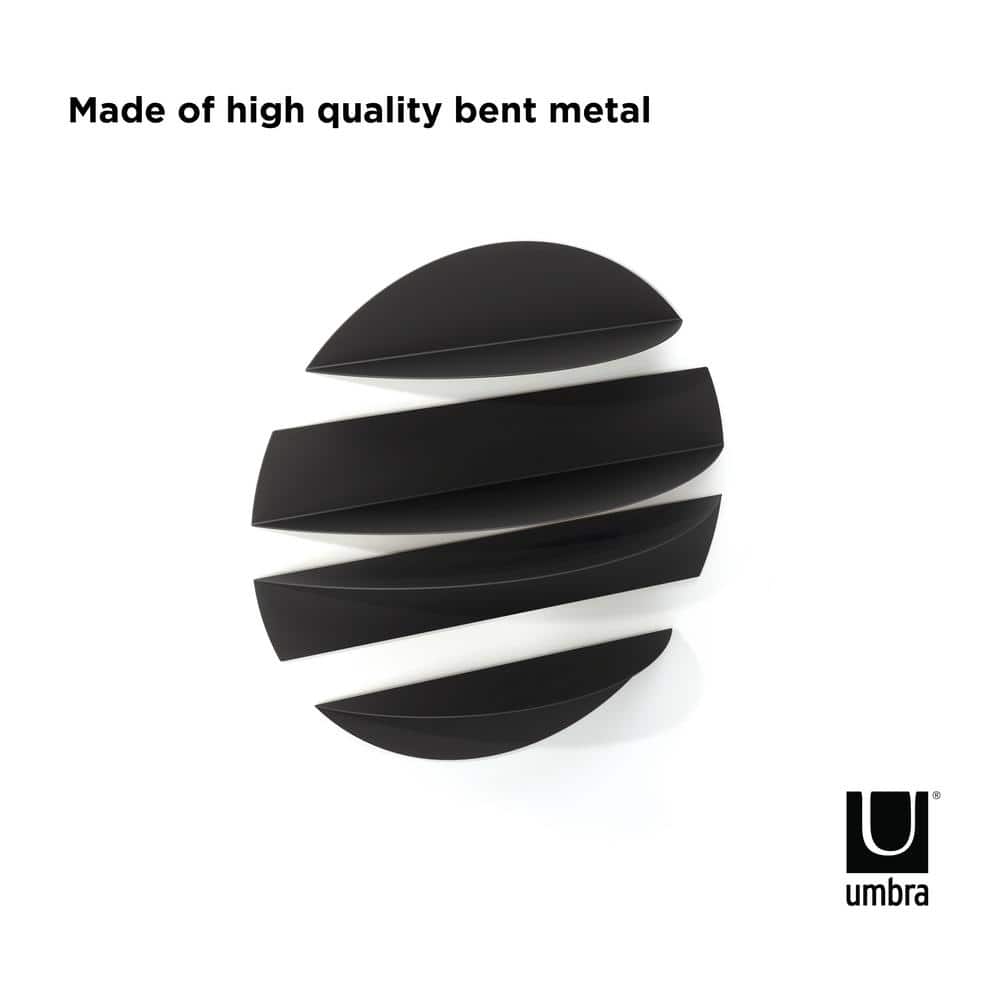 Solis Modern Black Bent Metal Floating Wall Shelf Set
