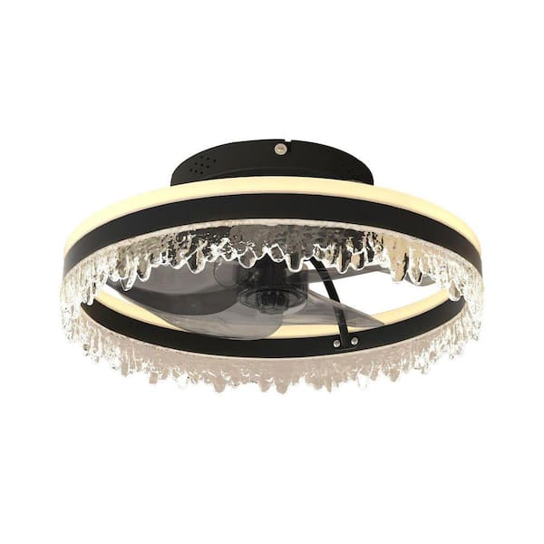 16 in. Outdoor Standard Black Housing Flush Mount Reversible Ceiling Fan with Dimmable Integrated LED and Remote Control