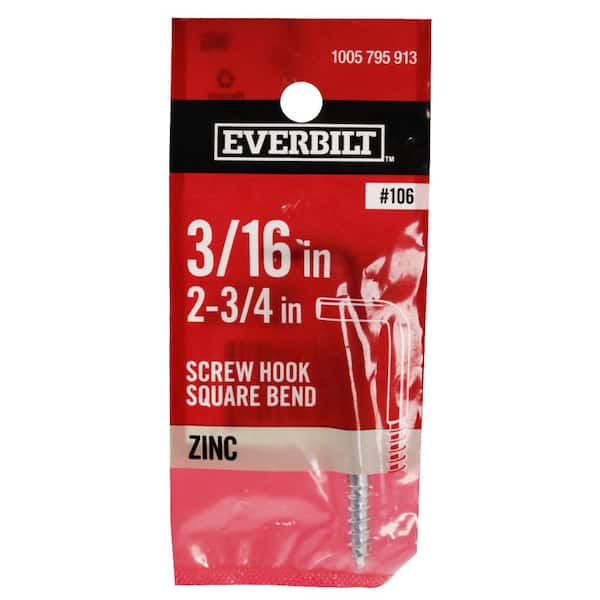 Everbilt 3/16 in. x 2-3/4 in. Zinc Screw Hook