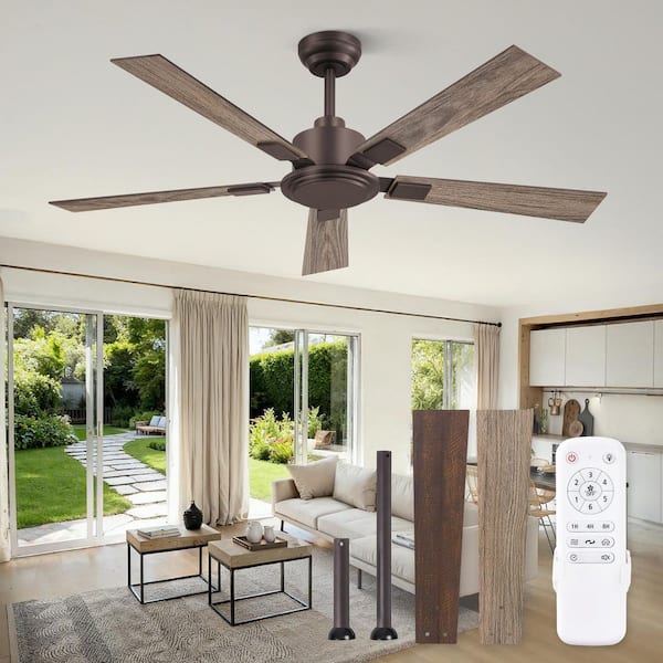 52 in. Indoor/Outdoor Oil Bronze Reversible Downrod Mount No Light Ceiling Fan with DC Motor and Remote Control Included