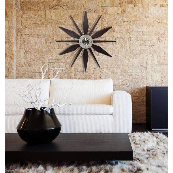 Infinity Instruments Utopia Walnut-Look Starburst Wall Clock